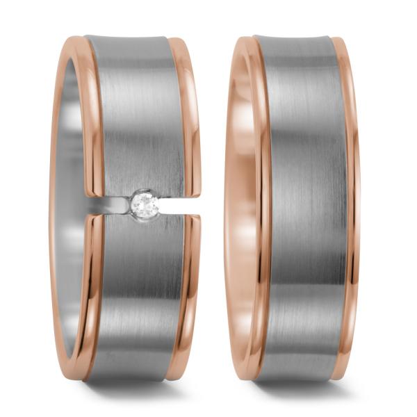 Weidner Trauringe Weiss-Rotgold 61047 + 71047